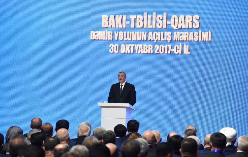 Azərbaycan Prezidenti: Bəzi xarici dairələr Bakı-Tbilisi-Qars dəmir yolunun reallaşmasına inanmırdılar