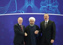 В Тегеране состоялся трехсторонний саммит глав Азербайджана, Ирана и России (ФОТО) (версия 3)