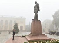 Президент  Ильхам Алиев прибыл в Гянджу (ФОТО)