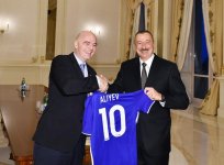 Ilham Aliyev receives FIFA president, secretary general (PHOTO)
