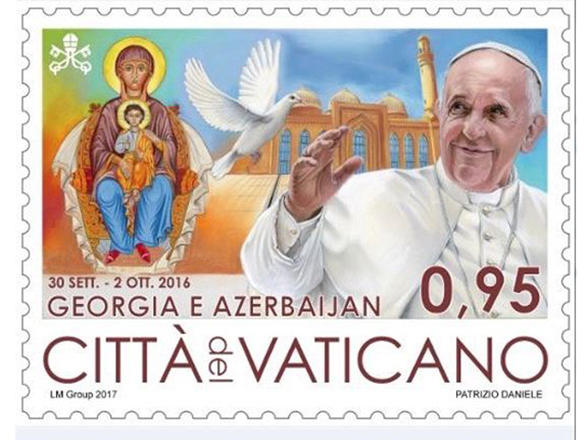 Vatikan Roma Papasının Azərbaycana səfərinə həsr edilən poçt markası buraxıb (FOTO)