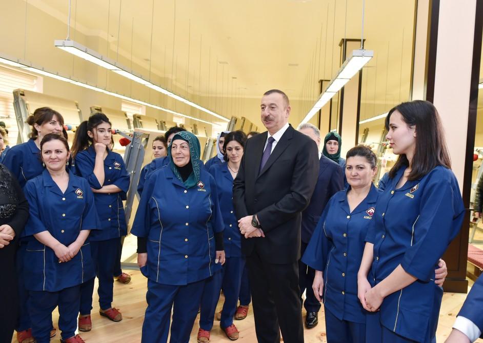 President  Aliyev, Mehriban Aliyeva take part in opening of Guba branch of “Azerkhalcha” OJSC (PHOTO)