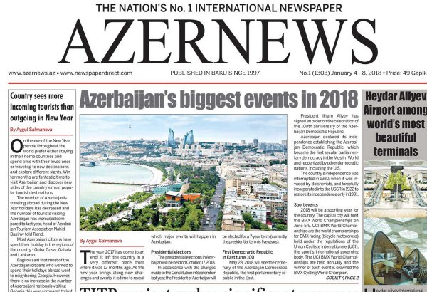 "AZERNEWS" qəzetinin növbəti nəşri çapdan çıxıb