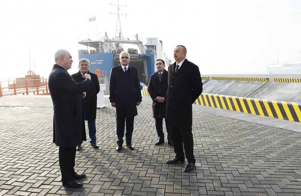 Ilham Aliyev attends opening of RO-RO terminal at Port of Baku (PHOTO)