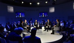 President Aliyev attends "Strategic Outlook: Eurasia" interactive session as part of WEF (PHOTO)