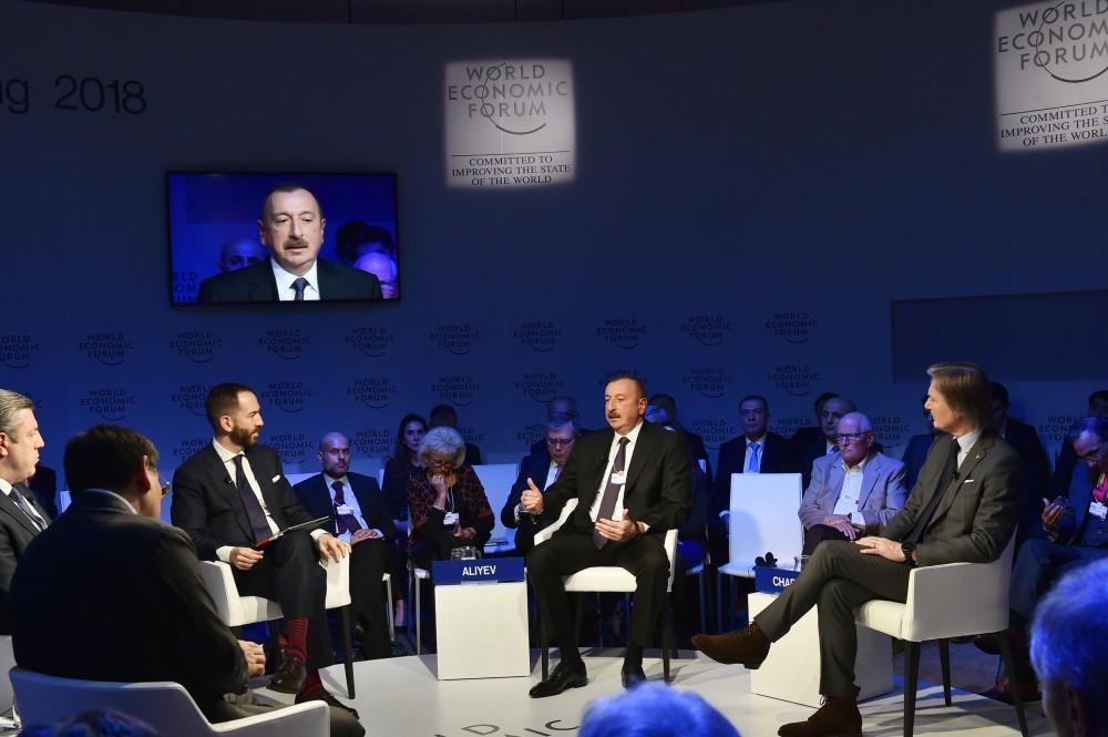 President Aliyev attends "Strategic Outlook: Eurasia" interactive session as part of WEF (PHOTO)