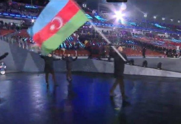 Patrick Brachner carries Azerbaijan's flag in Winter Olympics Opening Ceremony