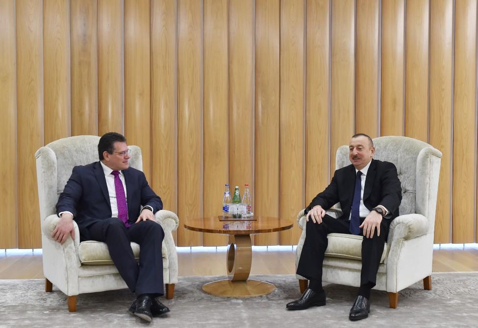 Prezident İlham Əliyev Avropa Komissiyasının enerji birliyi üzrə vitse-prezidenti Maroş Şefçoviç ilə görüşüb