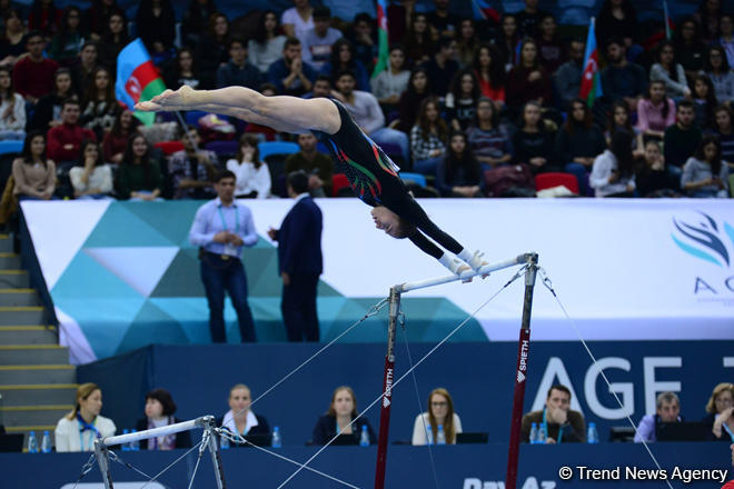 Азербайджанские гимнастки вышли в финал Кубка мира в упражнениях на разновысоких брусьях
