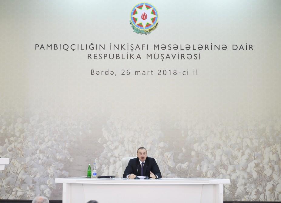 Bərdədə Prezident İlham Əliyevin sədrliyi ilə pambıqçılığın inkişafına dair respublika müşavirəsi keçirilib (FOTO) (YENİLƏNİB-4) - Gallery Image