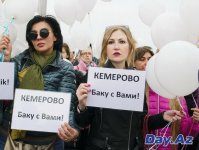 В Баку выпустили в небо белые шары в память о жертвах в Кемерово (ВИДЕО, ФОТО)