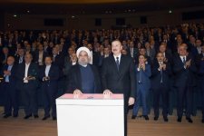 Azerbaijani, Iranian presidents take part in business forum in Baku (PHOTO)