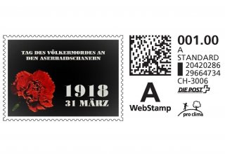 İsveçrədə 31 Mart soyqırımının 100 illiyi ilə bağlı poçt markası buraxılıb