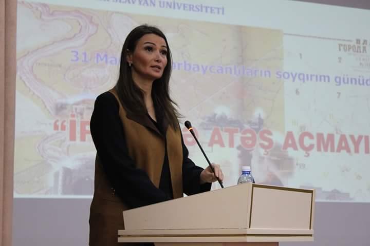 Millət vəkili Qənirə Paşayeva BSU-da 31 Mart soyqırımı ilə bağlı çıxış edib (FOTO)