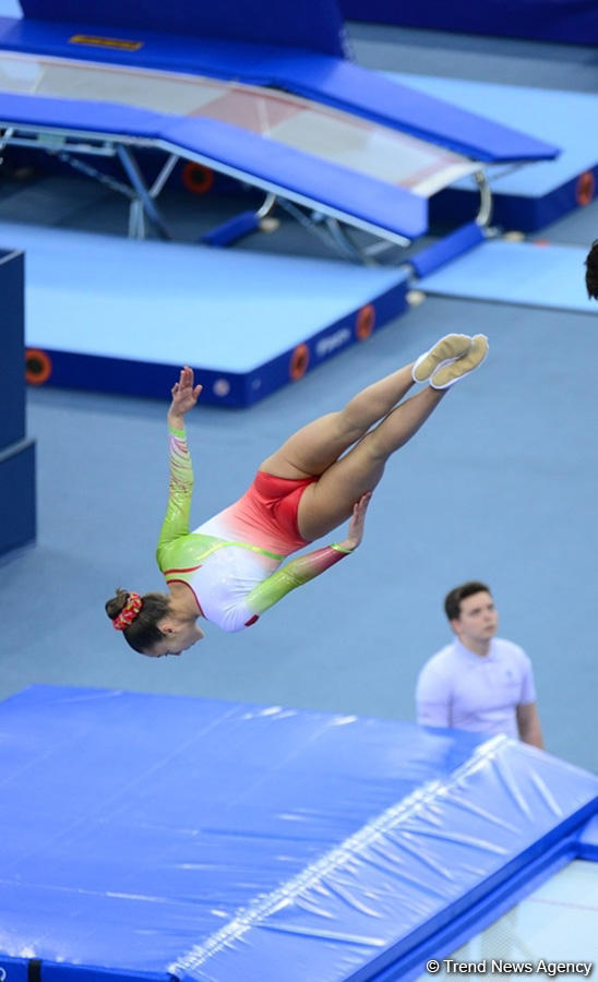 Bakıda batut gimnastikası, ikili mini-batut və tamblinq üzrə Avropa çempionatının üçüncü gününə start verilib (FOTO)