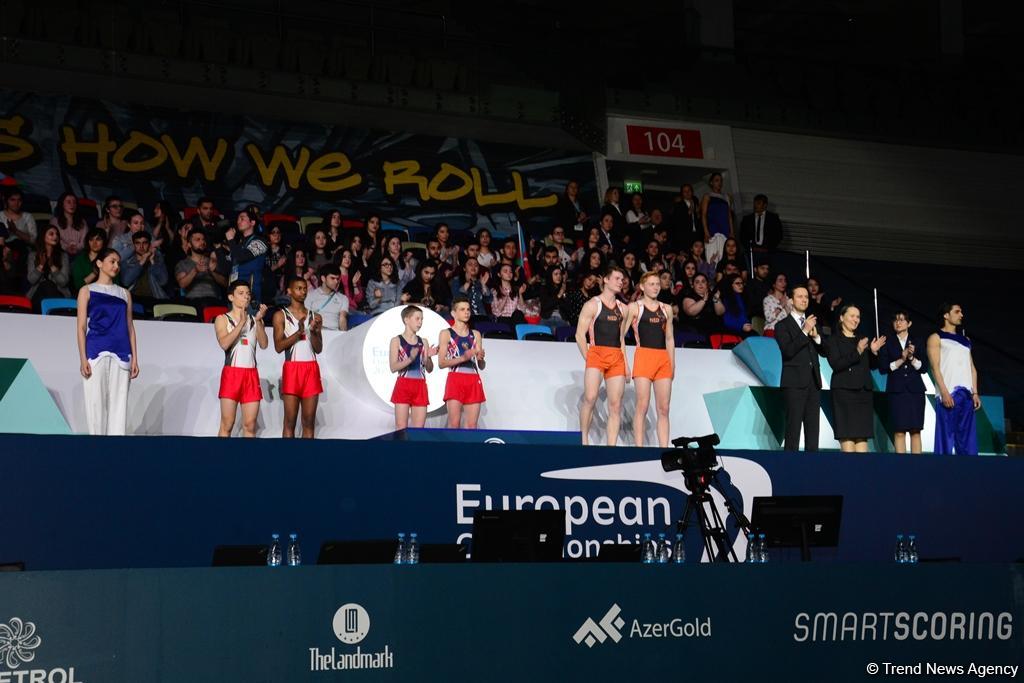 Awards presented to winners of 26th European gymnastics championship in Baku