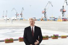 President Aliyev attends opening of Baku Int’l Sea Trade Port Complex (PHOTO)