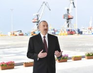 President Aliyev attends opening of Baku Int’l Sea Trade Port Complex (PHOTO)