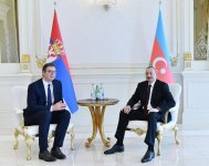 Azerbaijani, Serbian presidents hold one-on-one meeting (PHOTO)