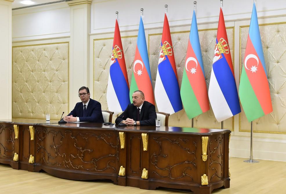 President Aliyev: Conflicts faced by Azerbaijan, Serbia must be resolved in line with countries’ territorial integrity (PHOTO)