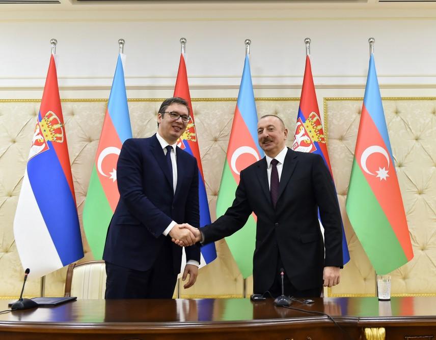 Президент Ильхам Алиев: Конфликты, с которыми столкнулись Азербайджан и Сербия, должны быть решены в рамках территориальной целостности стран (ФОТО)