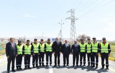 Prezident İlham Əliyev yenidən qurulan Lökbatan-Qobu avtomobil yolunun açılışında iştirak edib (FOTO)