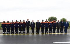 Президент Ильхам Алиев  принял участие в открытии автодороги в Геранбойском районе (ФОТО)