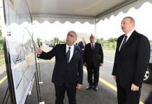 President Aliyev attends inauguration of highway in Goranboy district (PHOTO)