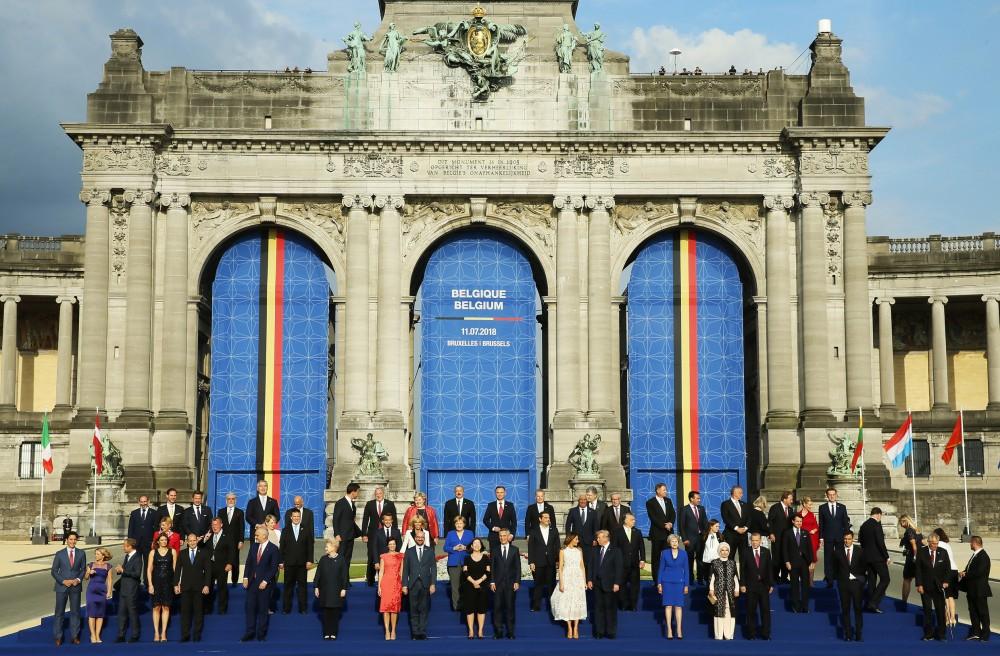 President Ilham Aliyev attends reception for heads of state and government of NATO allies and partners (PHOTO)