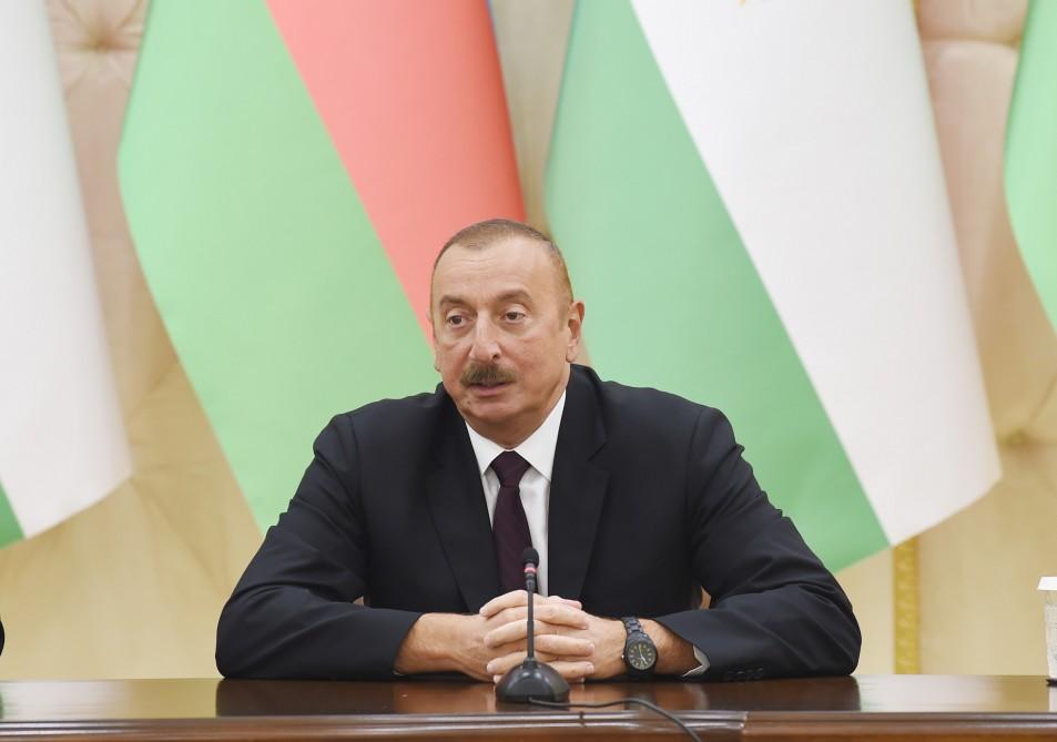 Президент Ильхам Алиев: Позиция Таджикистана по нагорно-карабахскому конфликту - это и дружественная, и справедливая позиция