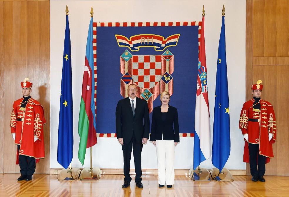 Official welcome ceremony held for Ilham Aliyev in Croatia’s Zagreb (PHOTO)
