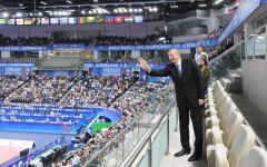 Президент Ильхам Алиев посмотрел поединок за бронзовую медаль Чемпионата мира по дзюдо в Баку (ФОТО)