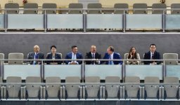 Azerbaijani president watches fights at World Judo Championships (PHOTO)