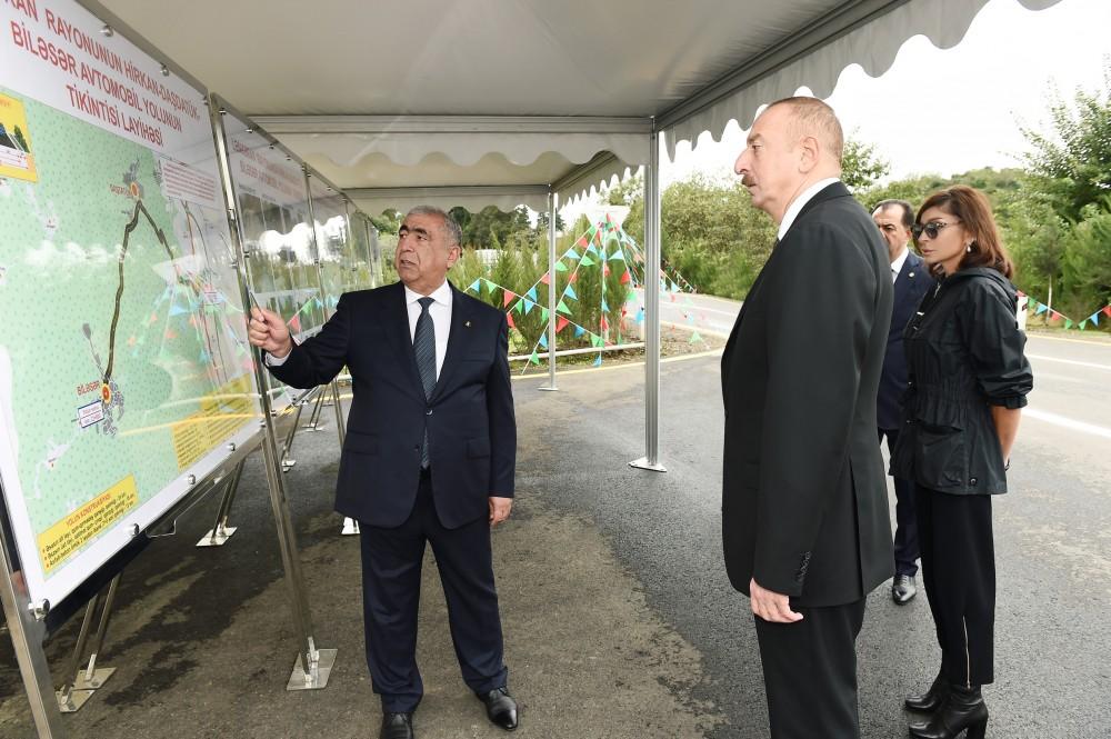 Azerbaijani president, first lady open Hirkan-Dashtatuk-Bilasar highway (PHOTO)