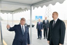 Президент Ильхам Алиев принял участие в открытии части автодороги Мингячевир-Бахрамтепе (ФОТО)