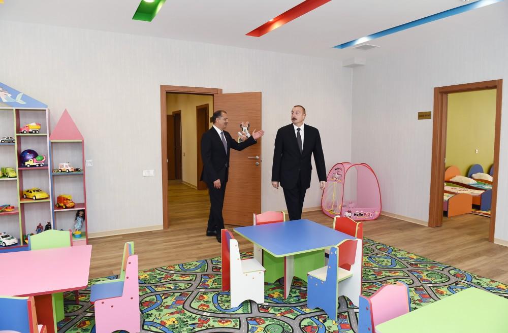 Президент Ильхам Алиев принял участие в открытии яслей-детсада, построенного в Имишли по инициативе Фонда Гейдара Алиева (ФОТО)