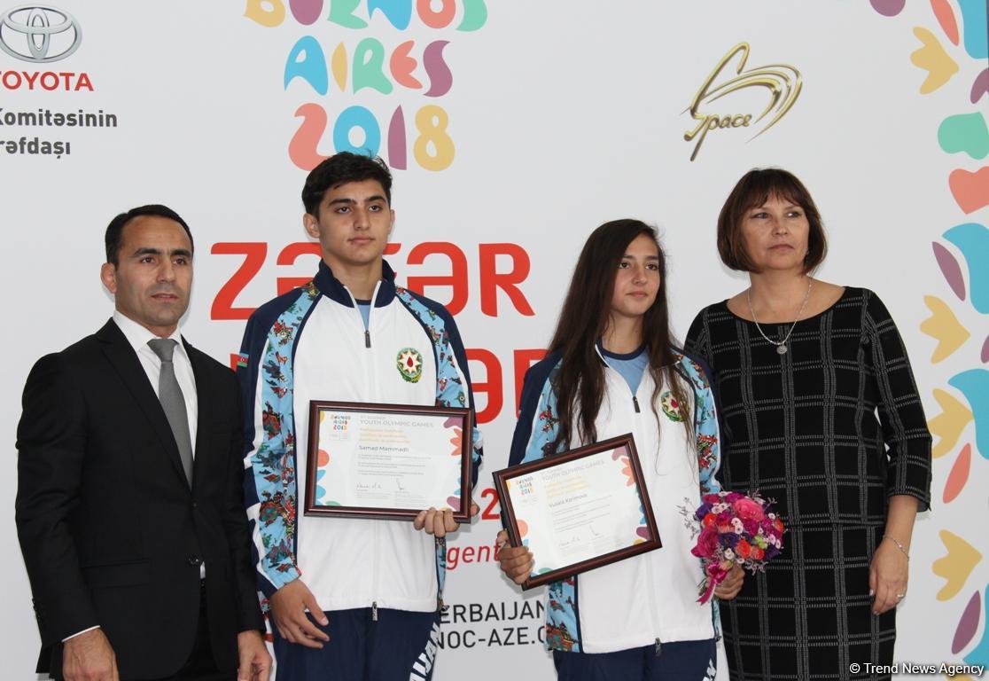 Yeniyetmələrin III Olimpiya Oyunlarında iştirak edən Azərbaycan idmançıları ilə görüş keçirilib (FOTO)