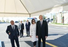 Prezident İlham Əliyev və birinci xanım Mehriban Əliyeva Şəki-Kiş avtomobil yolunun açılışında iştirak ediblər