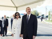 Prezident İlham Əliyev və birinci xanım Mehriban Əliyeva Şəki-Kiş avtomobil yolunun açılışında iştirak ediblər