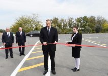 Azerbaijani president inaugurates highway in Aghdam (PHOTO)