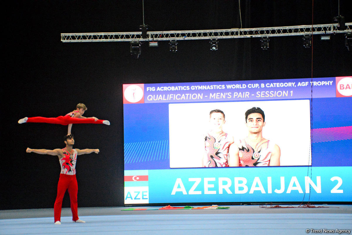Bakıda akrobatika gimnastika üzrə Dünya Kubokunda iştirak edəcək azərbaycanlı idmançıların podium məşqləri başlayıb (FOTO)