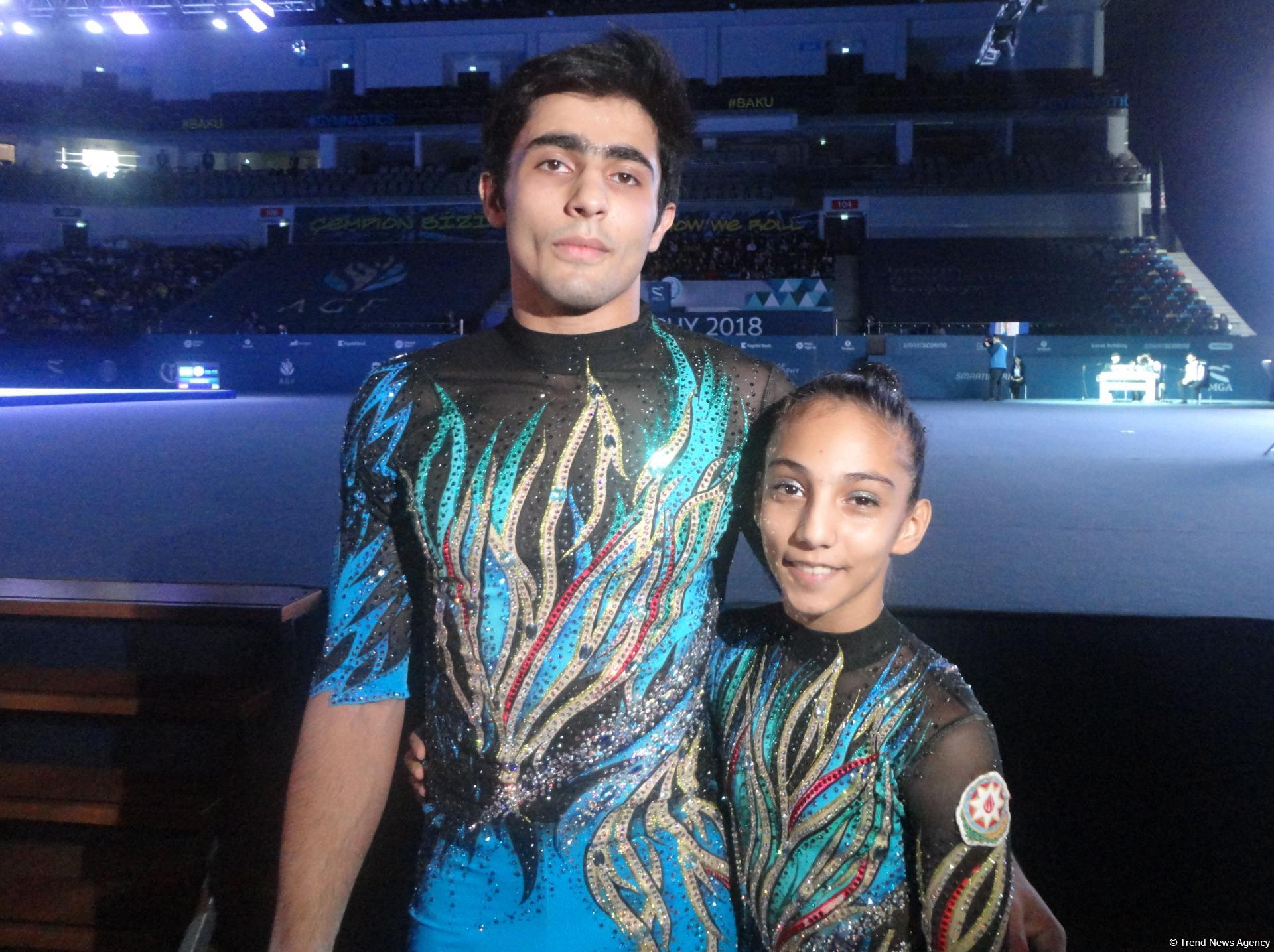 Абдулла Аль-Мяшайхи и Рухидил Гурбанлы остались довольны своим выступлением на  Кубке мира по акробатической гимнастике в Баку