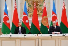 Президенты Азербайджана и Беларуси выступили с совместными заявлениями для прессы (ФОТО)