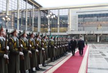 Official welcome ceremony held for Azerbaijani president in Minsk (PHOTO)
