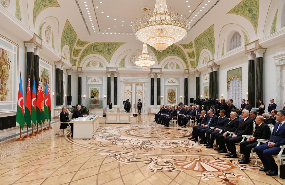 Президенты Азербайджана и Беларуси выступили с совместными заявлениями для прессы (ФОТО)