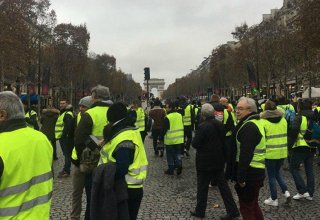 Несколько сотен "желтых жилетов" приняли участие в очередной акции протеста в Париже