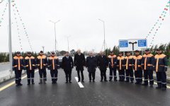 Prezident İlham Əliyev Ziya Bünyadov prospekti ilə Balaxanı-Binəqədi avtomobil yolunu birləşdirən yeni yolun açılışında iştirak edib (FOTO) (YENİLƏNİB)