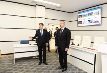 Azerbaijani president inaugurates new residence of real estate services (PHOTO)