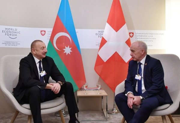 Azerbaijani, Swiss presidents meet in Davos (PHOTO)