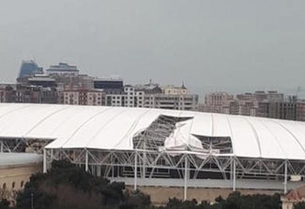 Respublika Stadionunda küləyin uçurduğu dam örtüyünün bərpası üçün xarici mütəxəssislər dəvət olunub (FOTO)